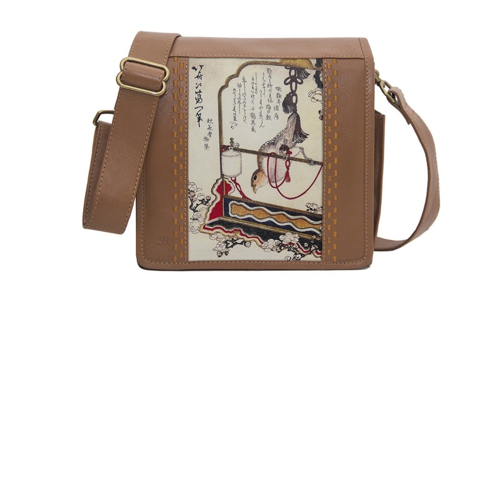 Hokusai Robin as a Present Crossbody Bag